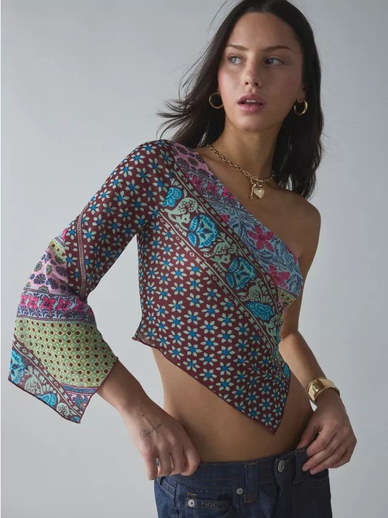 Urban Outfitters Tops - URBAN OUTFITTERS Kimchi Blue Paige Asymmetric One-Shoulder Mesh Top